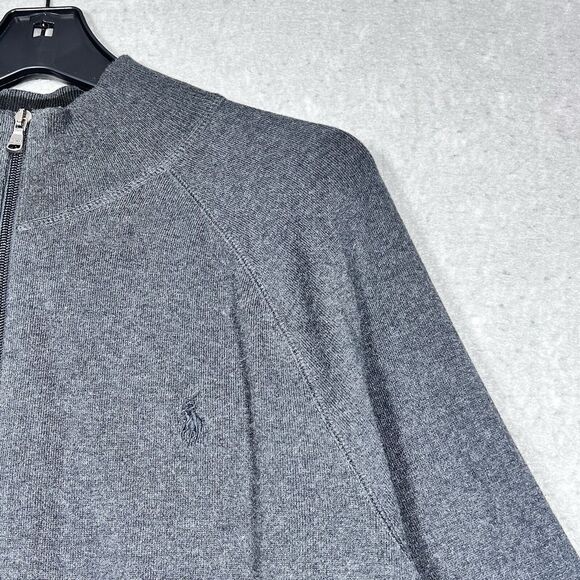 Ralph Lauren Sweatshirt Mens Size XXL Gray Full Zip Jacket Long Sleeve Logo - Picture 3 of 11
